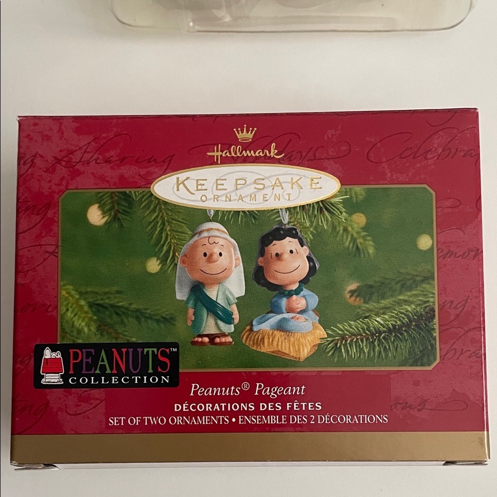Vintage 2001 Hallmark Keepsake Peanuts Pageant Christmas Ornament Set of two